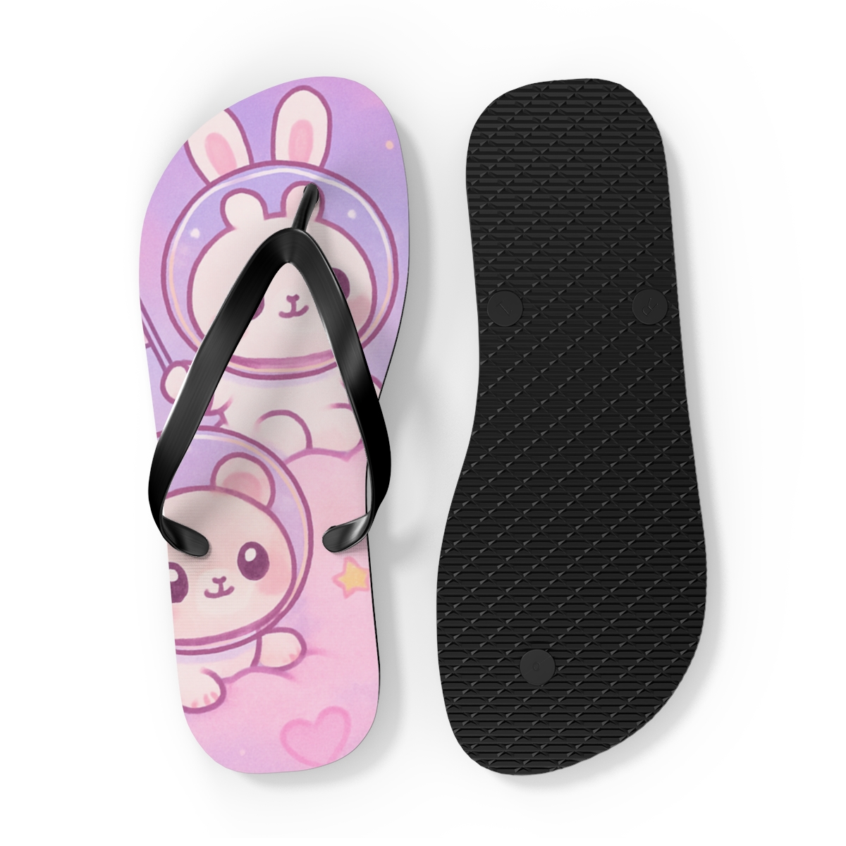 Cotton Candy Moon Critters personalized beach flip flops