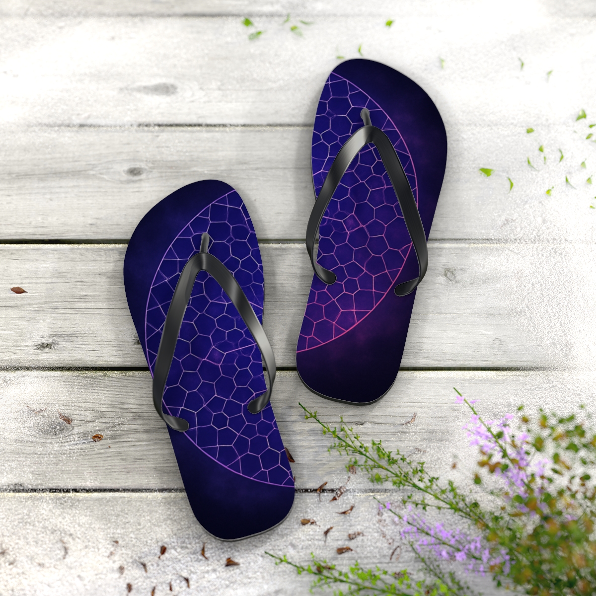 Nebula Lattice Wheel trendy printed flip flops