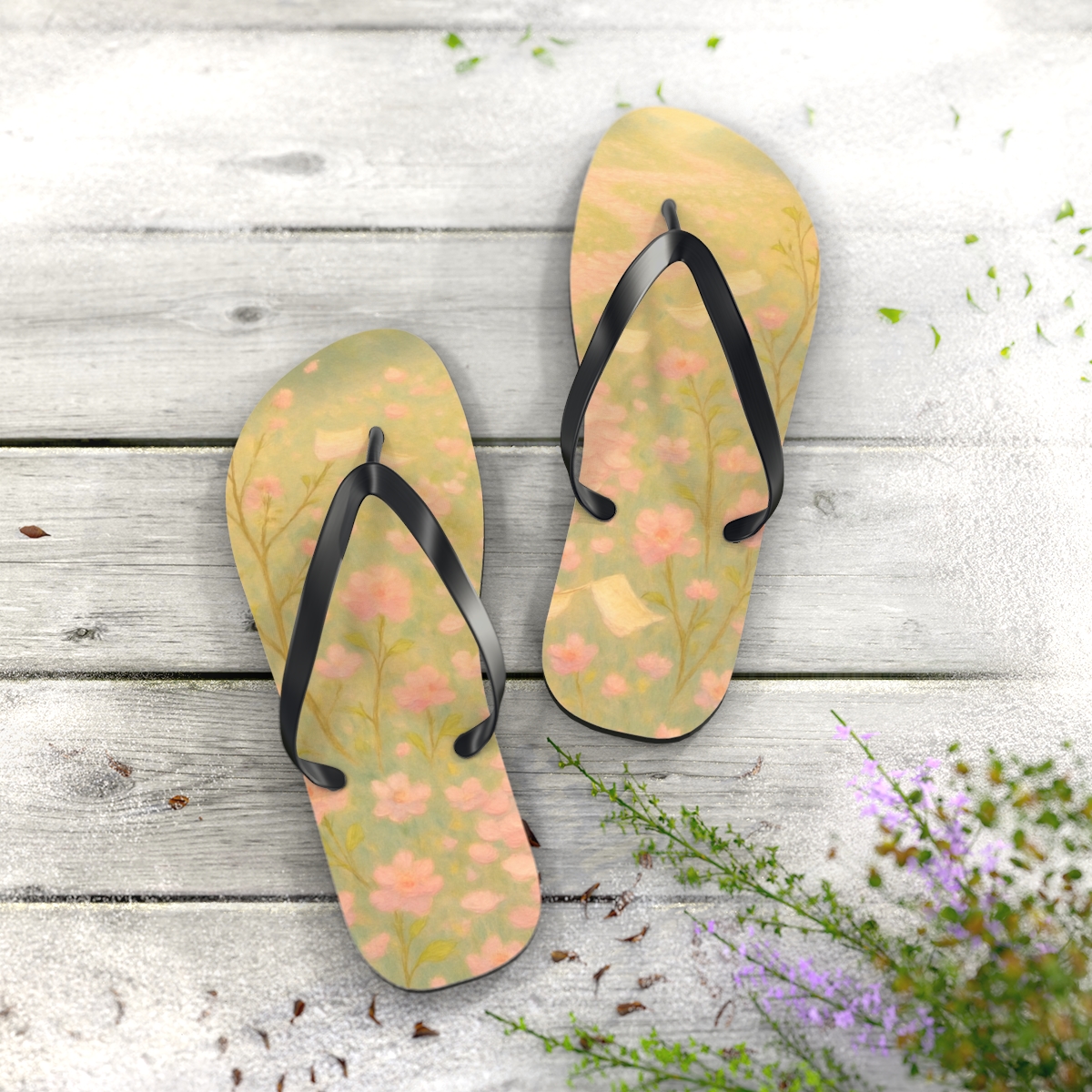 Spring Equinox Petal Parade stylish summer flip flops