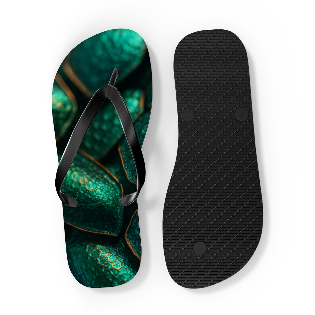 Iridescent Beetle Mosaic custom flip flops