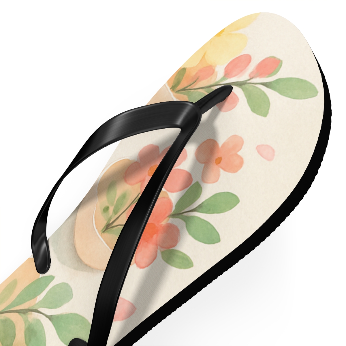 Spring Eggshell Blossom Parade personalized beach flip flops