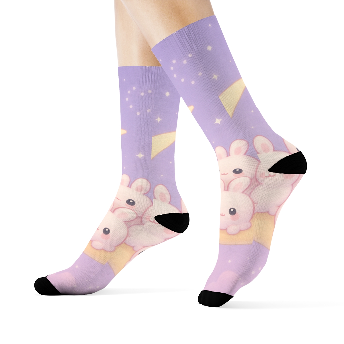 Moonlight Marshmallow Bunnies custom socks