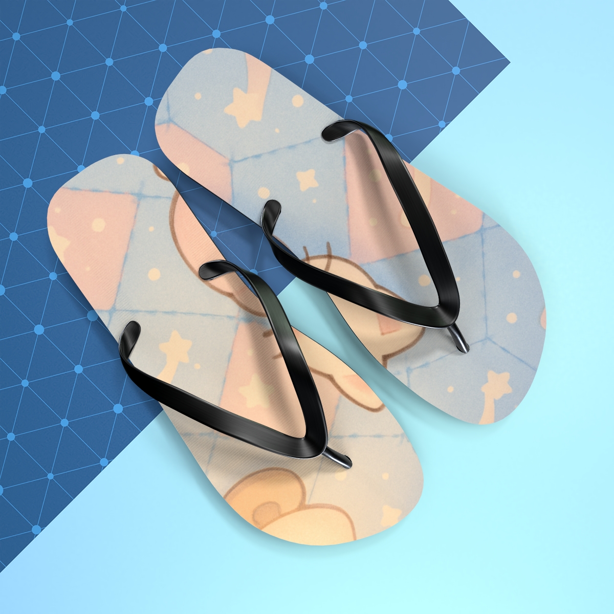 Cozy Comet Cat Nap Quilt unique graphic flip flops