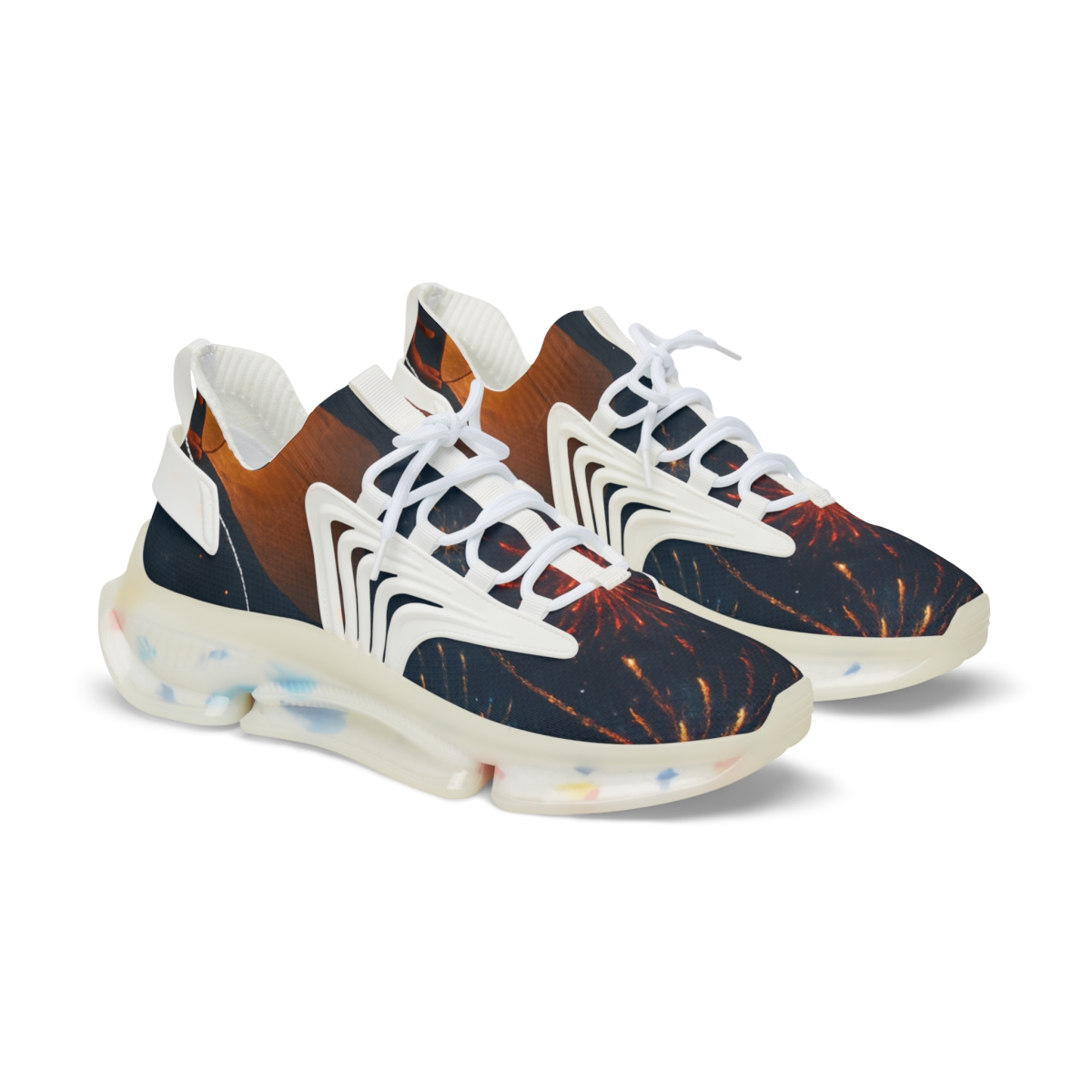 Lantern Lit New Year Skyburst unique printed sneakers