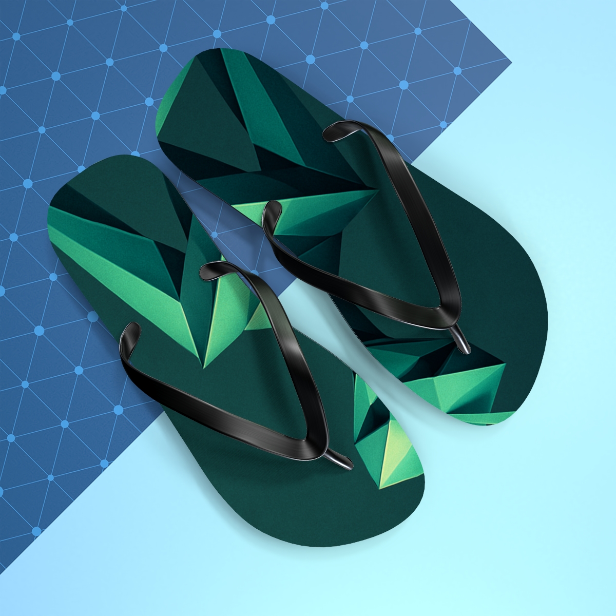 Praying Mantis Stillness Geometry trendy printed flip flops