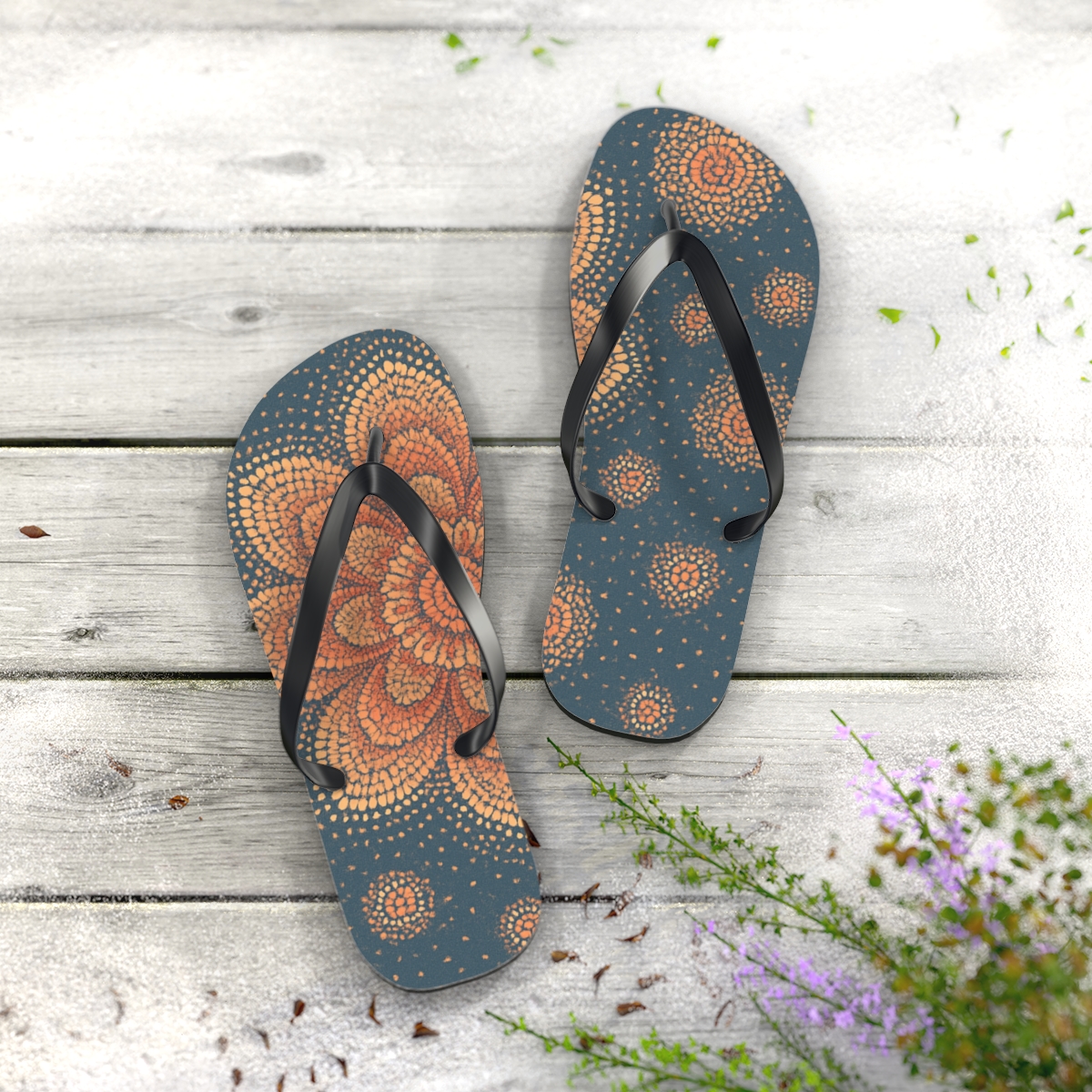 Ranunculus Halo Dot Array stylish summer flip flops
