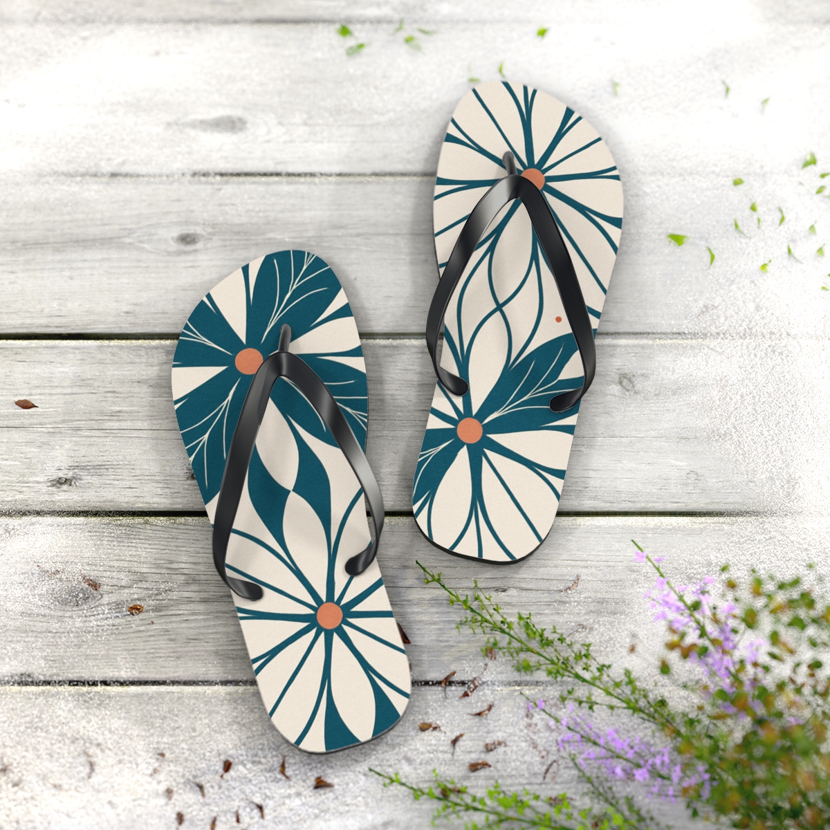 Peony Pulse Lattice trendy printed flip flops