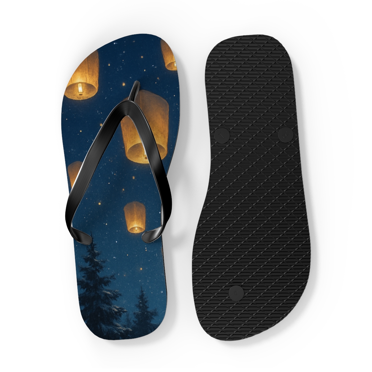 Lanterns In Winter Starlight stylish summer flip flops