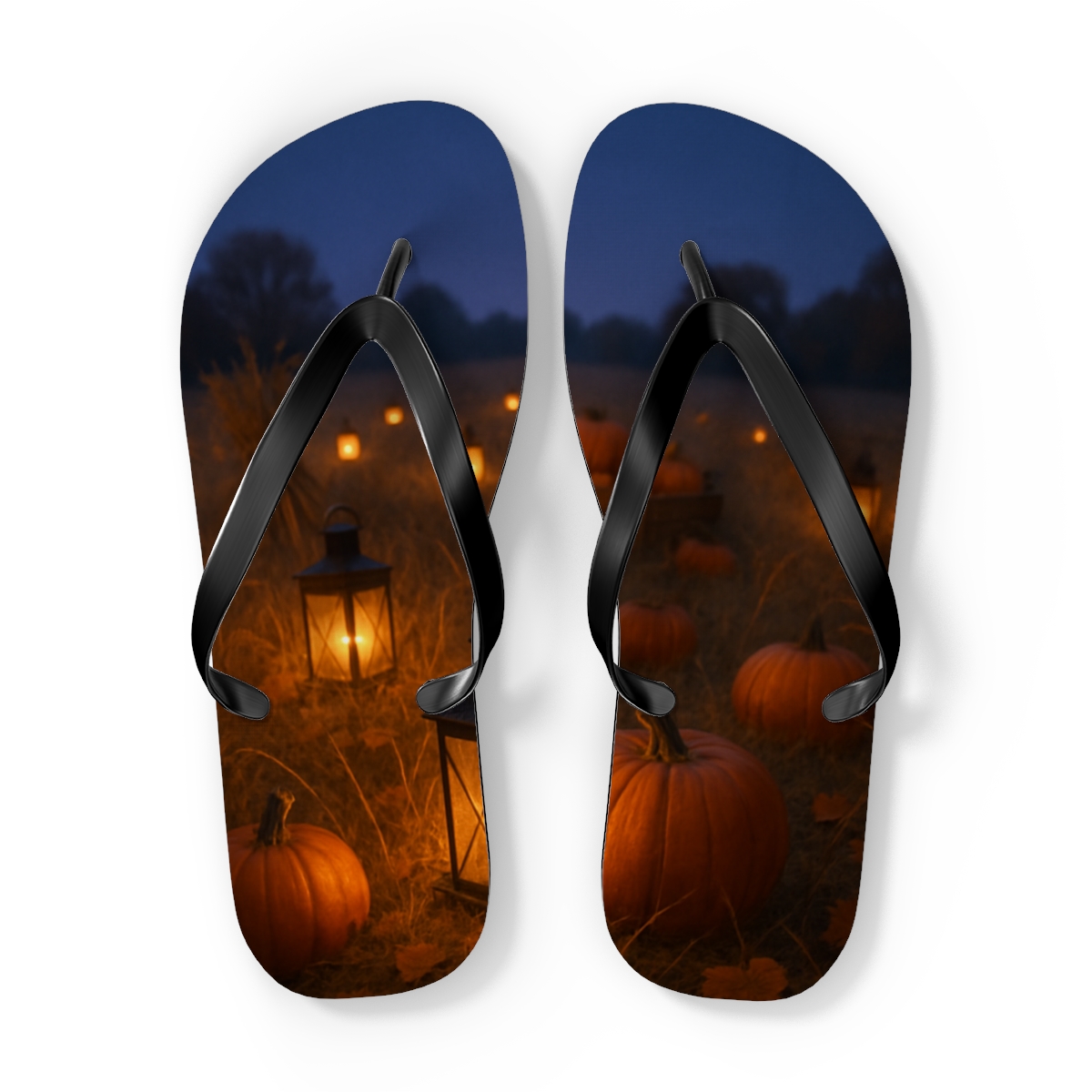 Twilight Harvest Lantern Field stylish summer flip flops