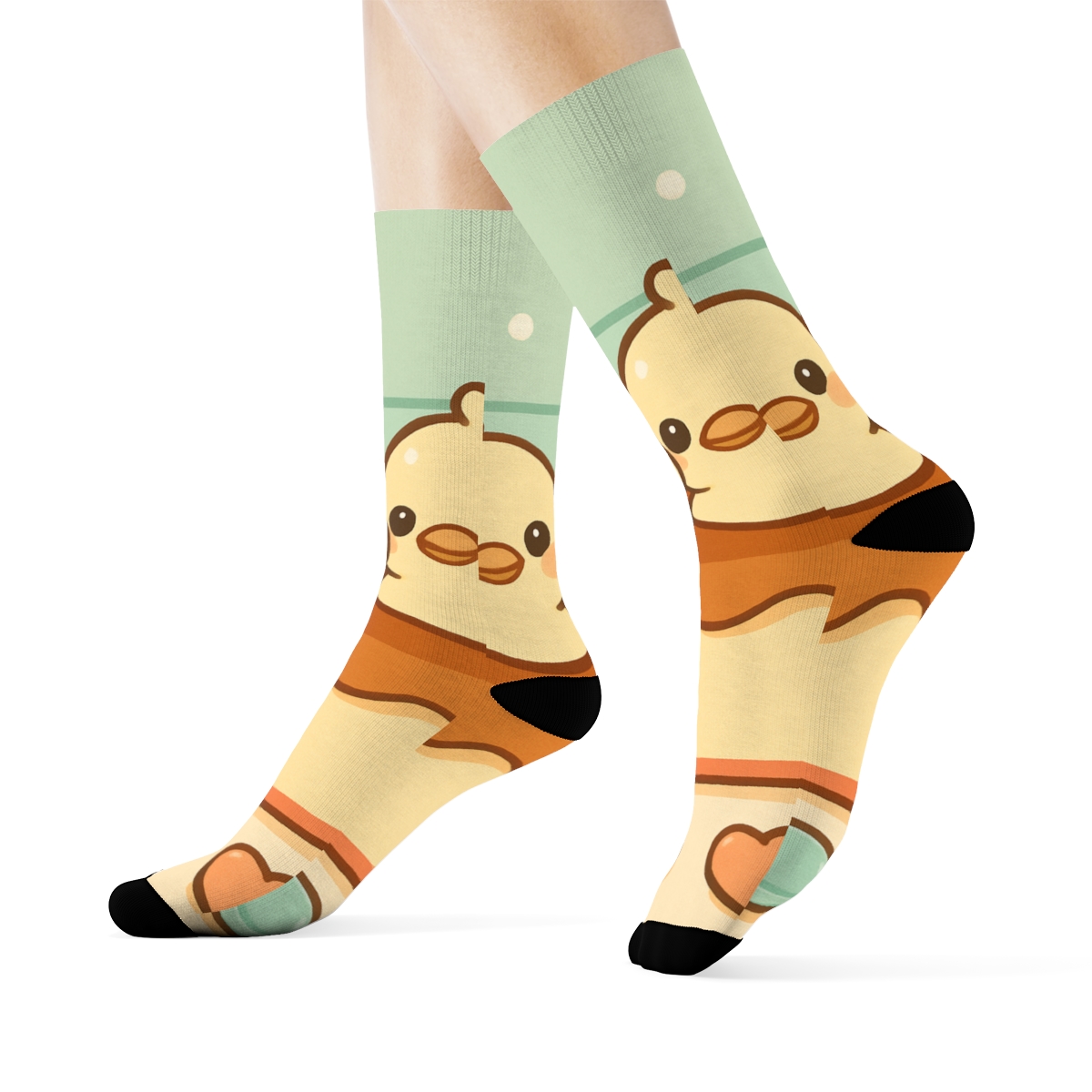 Pudding Cup Duckling Buddies stylish patterned socks