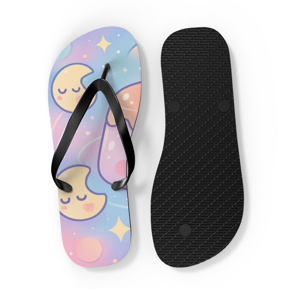 Pastel Planet Pudding Parade stylish summer flip flops