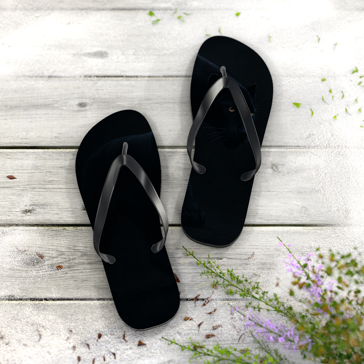 Silent Stalk Of The Panther unique graphic flip flops