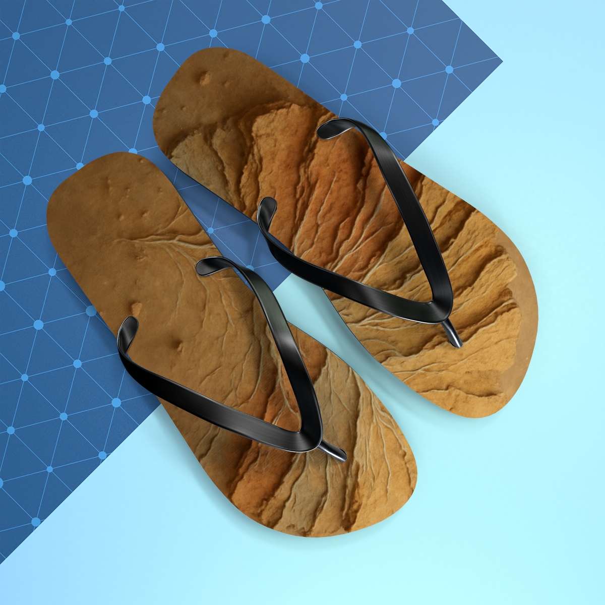 Fractured Sediment Fan designer logo flip flops