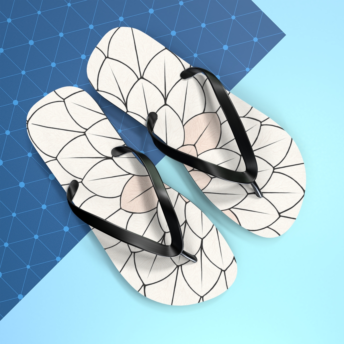 Camellia Kernel Rosette unique graphic flip flops