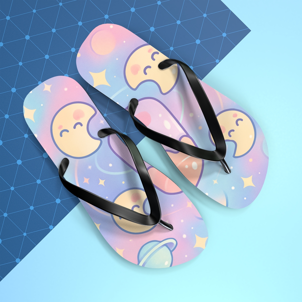 Pastel Planet Pudding Parade stylish summer flip flops