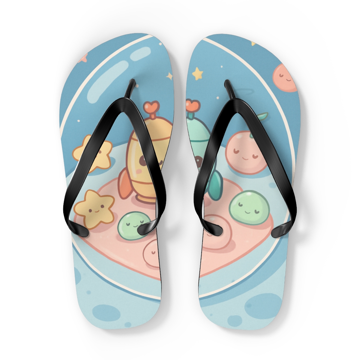 Tiny Rocket Lunchbox Friends personalized beach flip flops