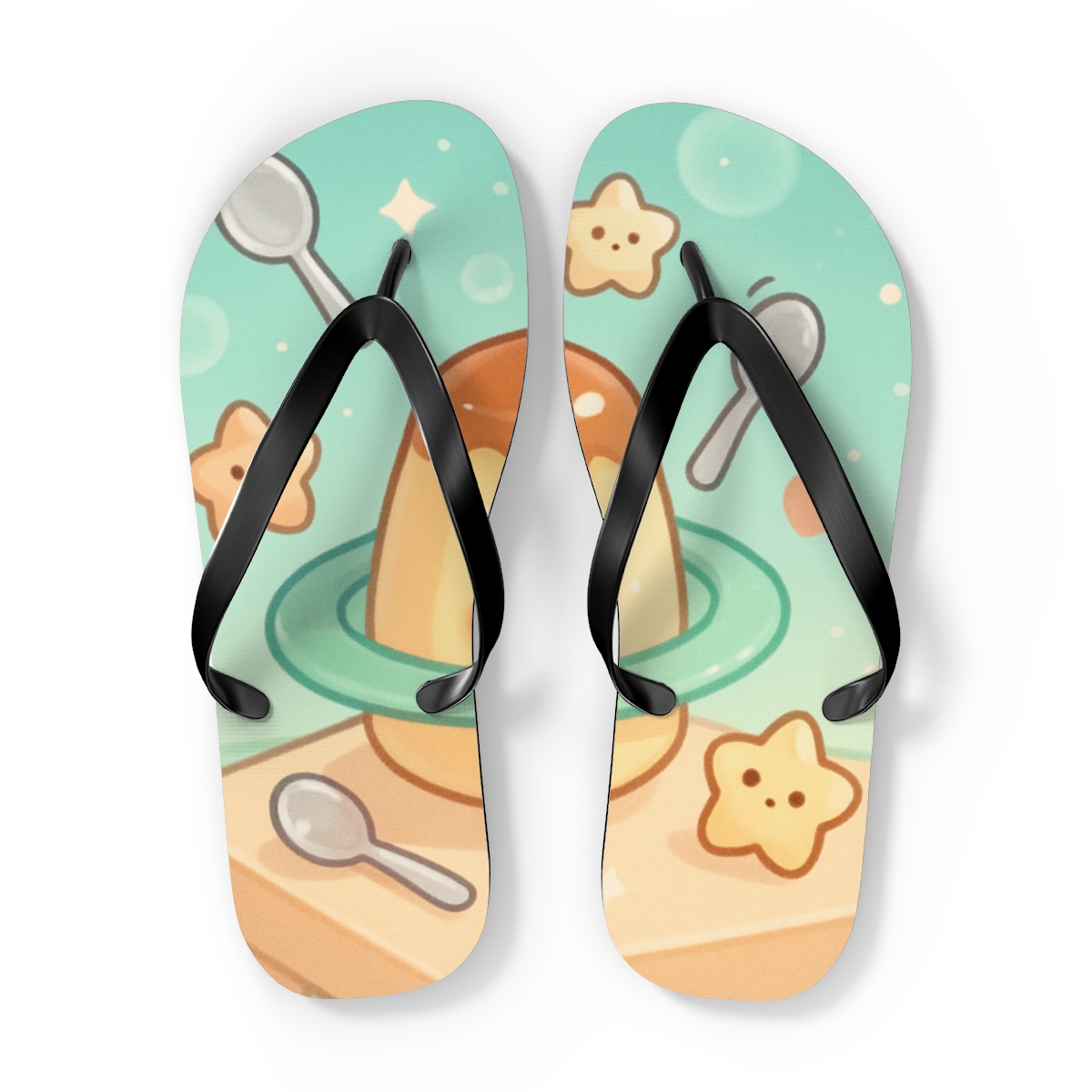 Pastel Planet Pudding Pals unique graphic flip flops