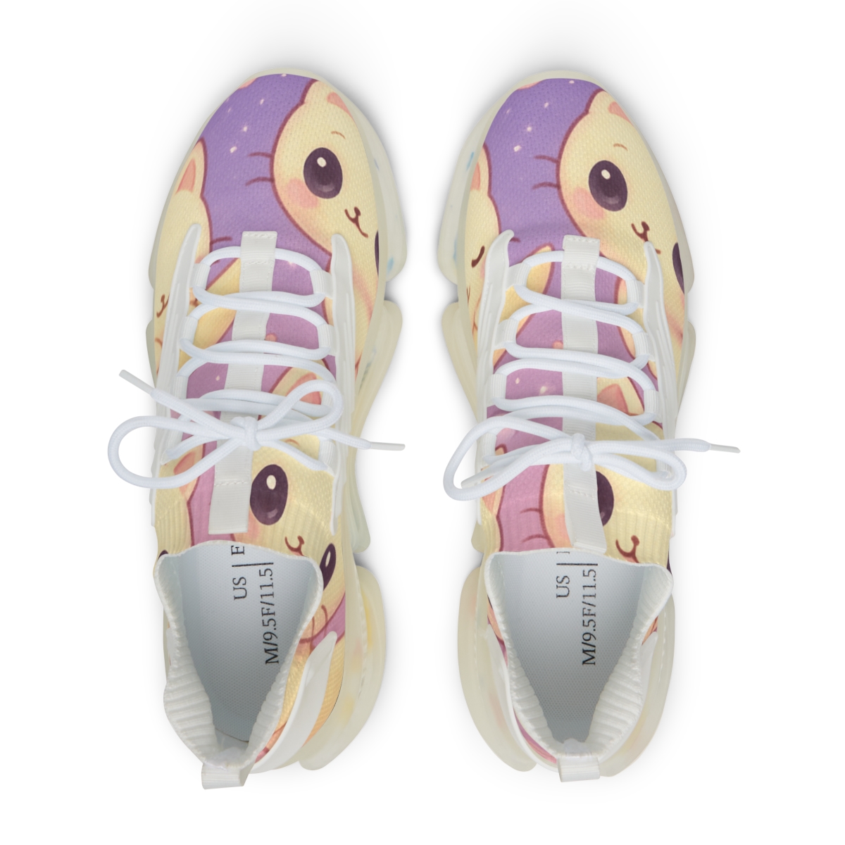 Cotton Candy Moon Kittens unique printed sneakers