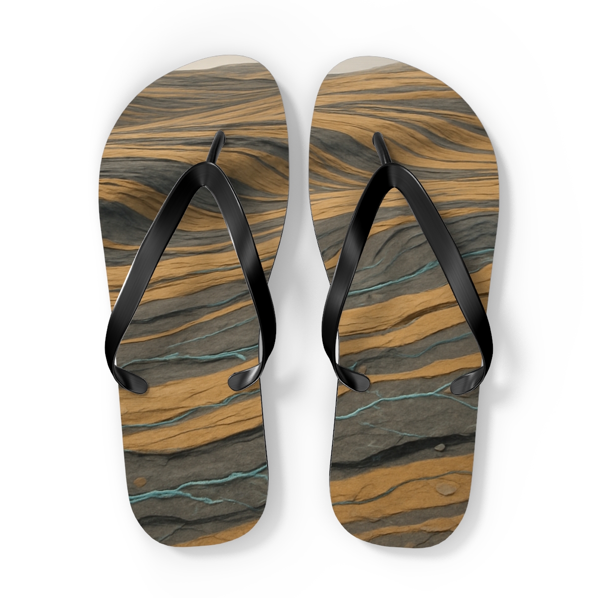 Tectonic Fold Rhythm unique graphic flip flops