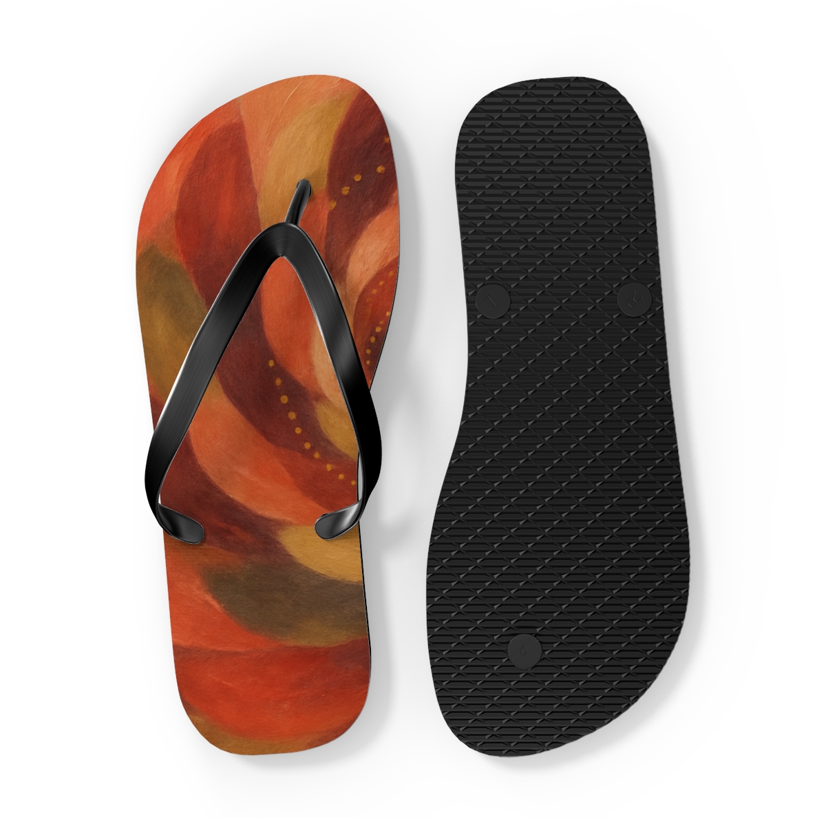 Camellia Pulse Spiral unique graphic flip flops