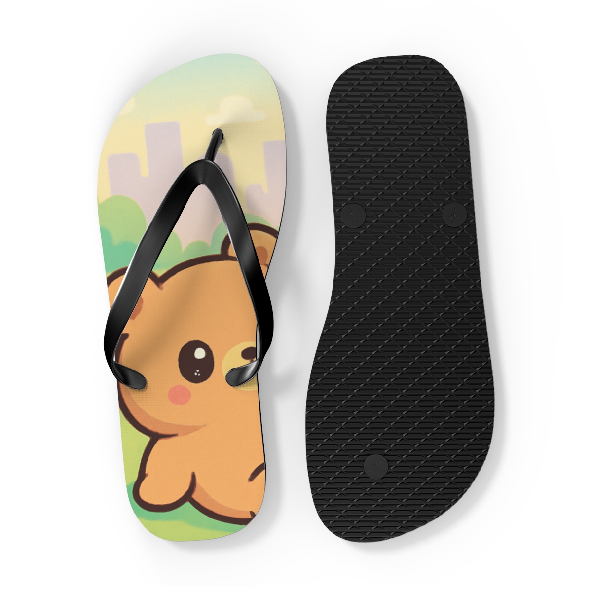 Bubble Tea Bear Picnic custom flip flops