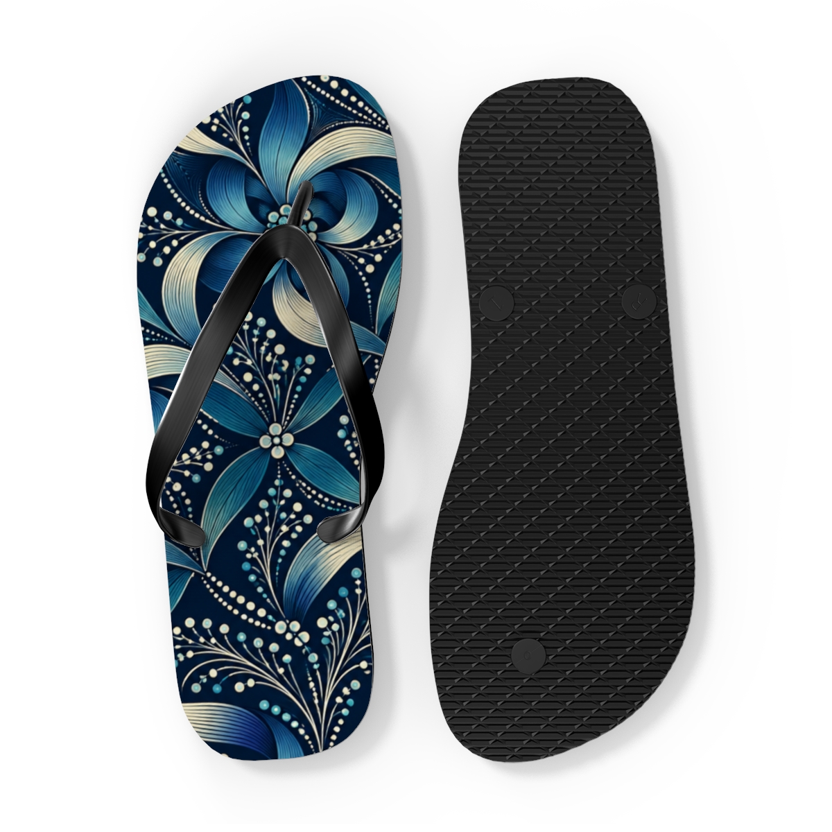 Clematis Ribbon Dot Lattice custom flip flops [AI-577ca403-addb1cca0e3f]