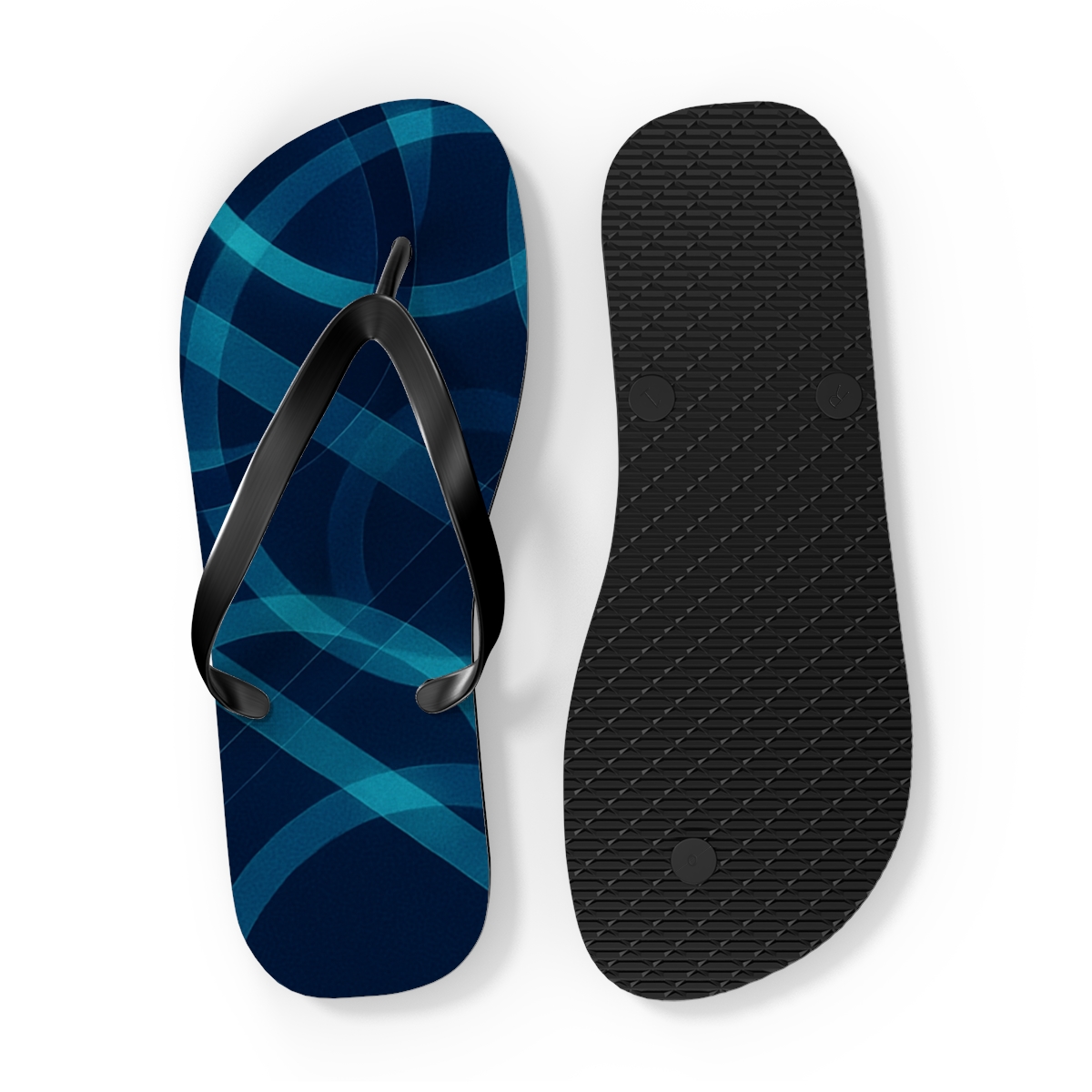 Orbital Moire Ribbon Grid designer logo flip flops