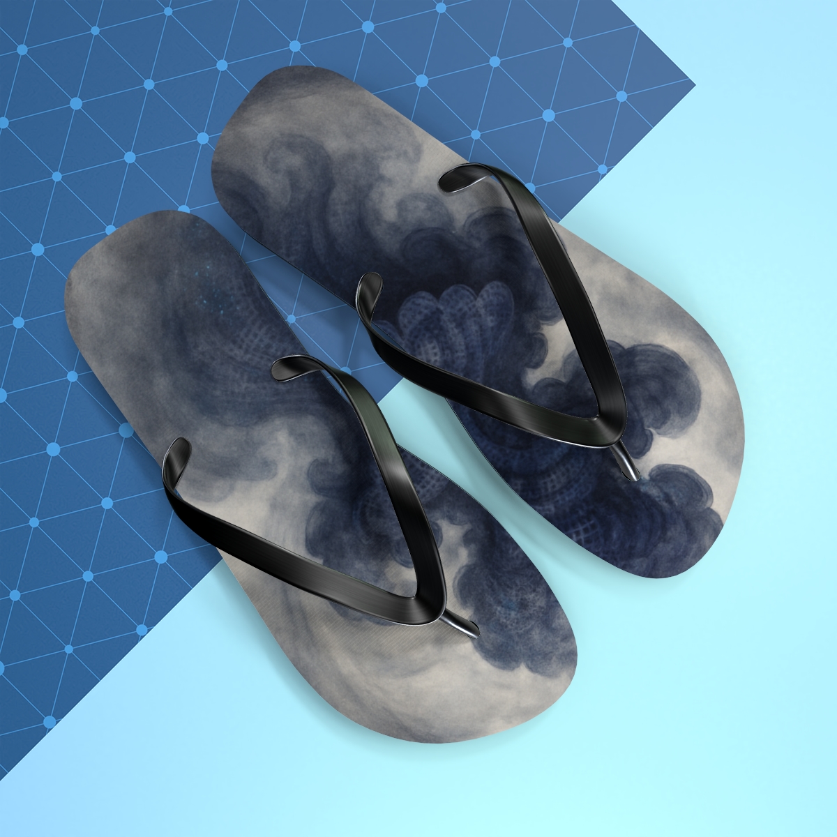 Cuttlefish Ink Bloom Cipher trendy printed flip flops