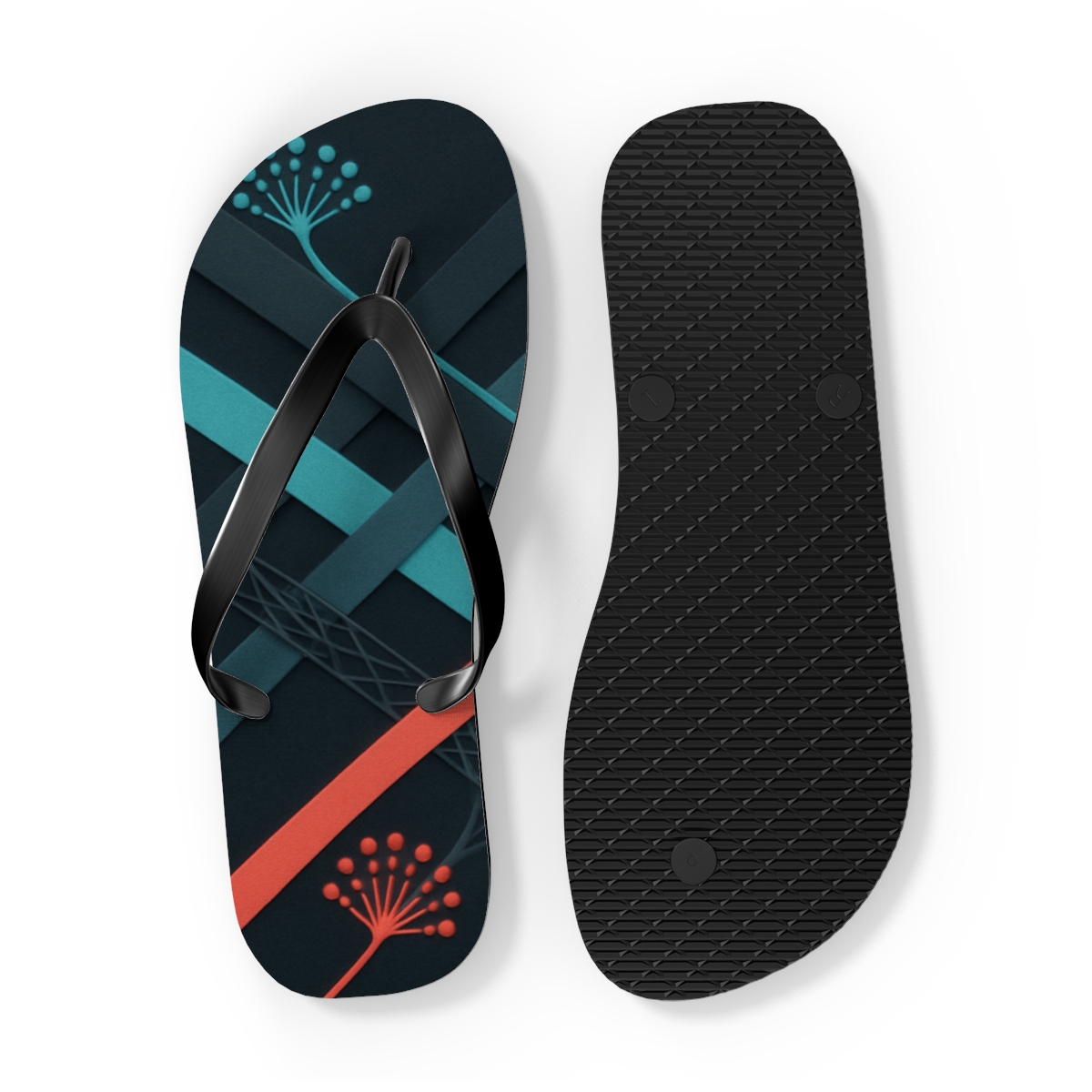 Anemone Phase Stripe Lattice trendy printed flip flops