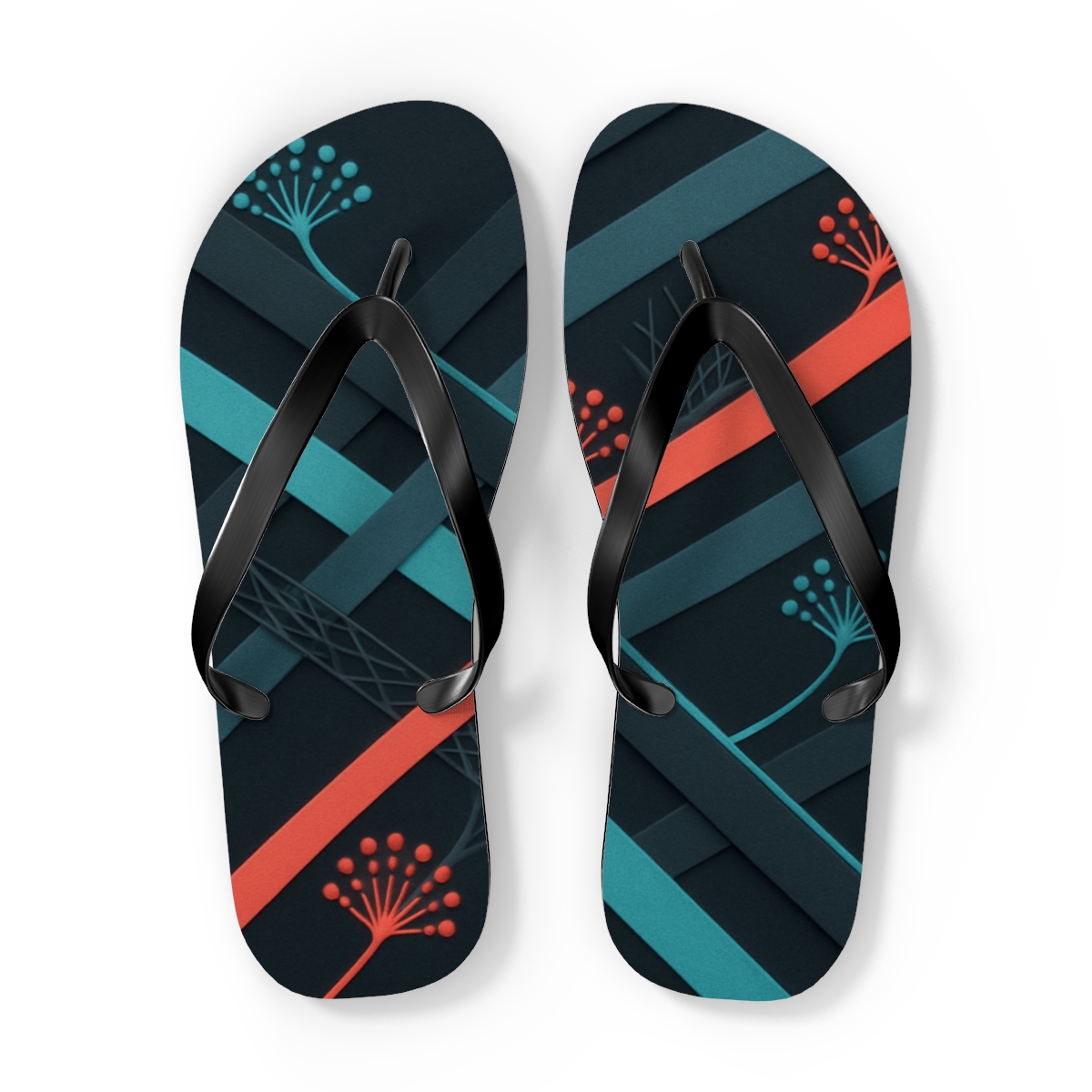 Anemone Phase Stripe Lattice trendy printed flip flops