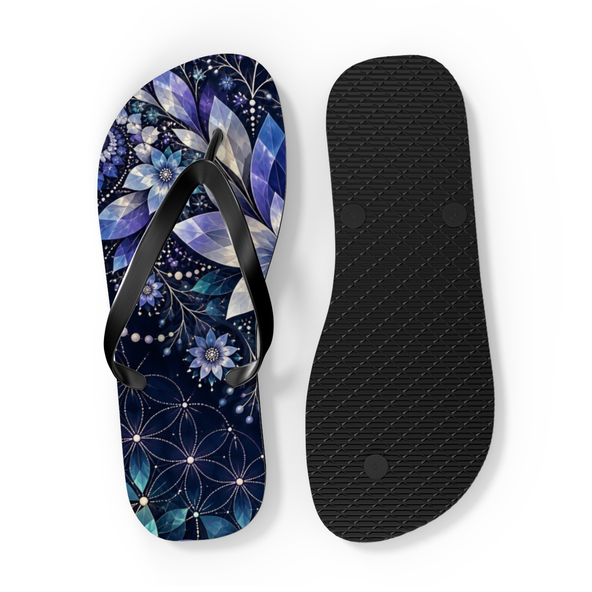 Aster Prism Vein Cascade unique graphic flip flops [AI-bc1d2422-533f87f460fa]