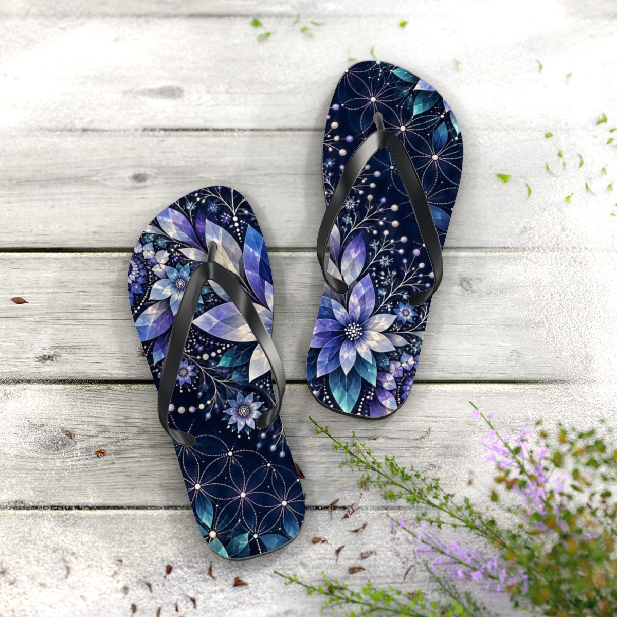 Aster Prism Vein Cascade unique graphic flip flops [AI-bc1d2422-ff12e488836c]