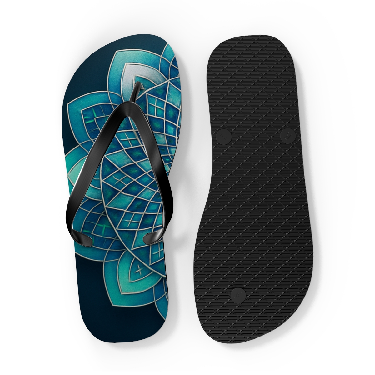 Aurora Lattice Rosette unique graphic flip flops