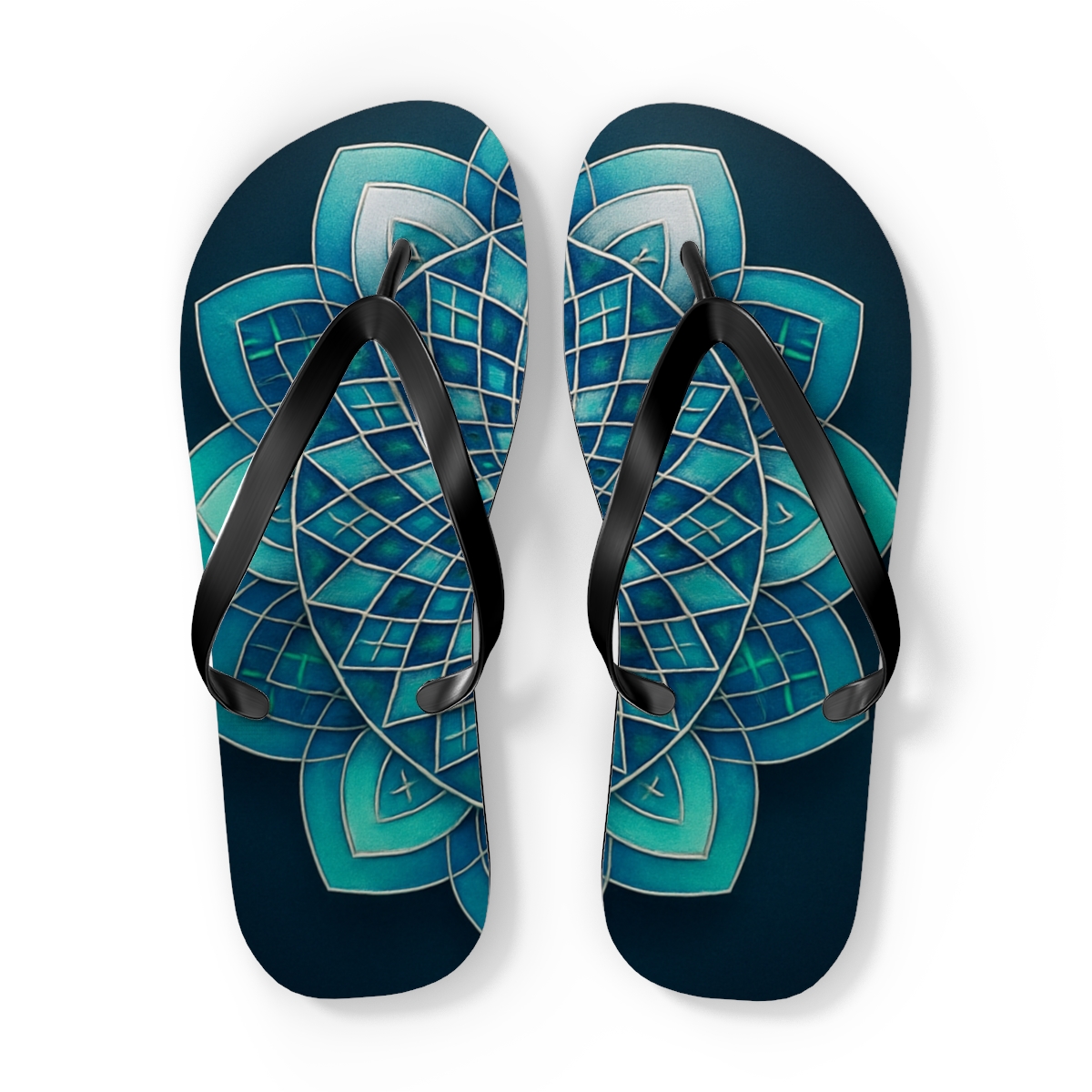 Aurora Lattice Rosette unique graphic flip flops