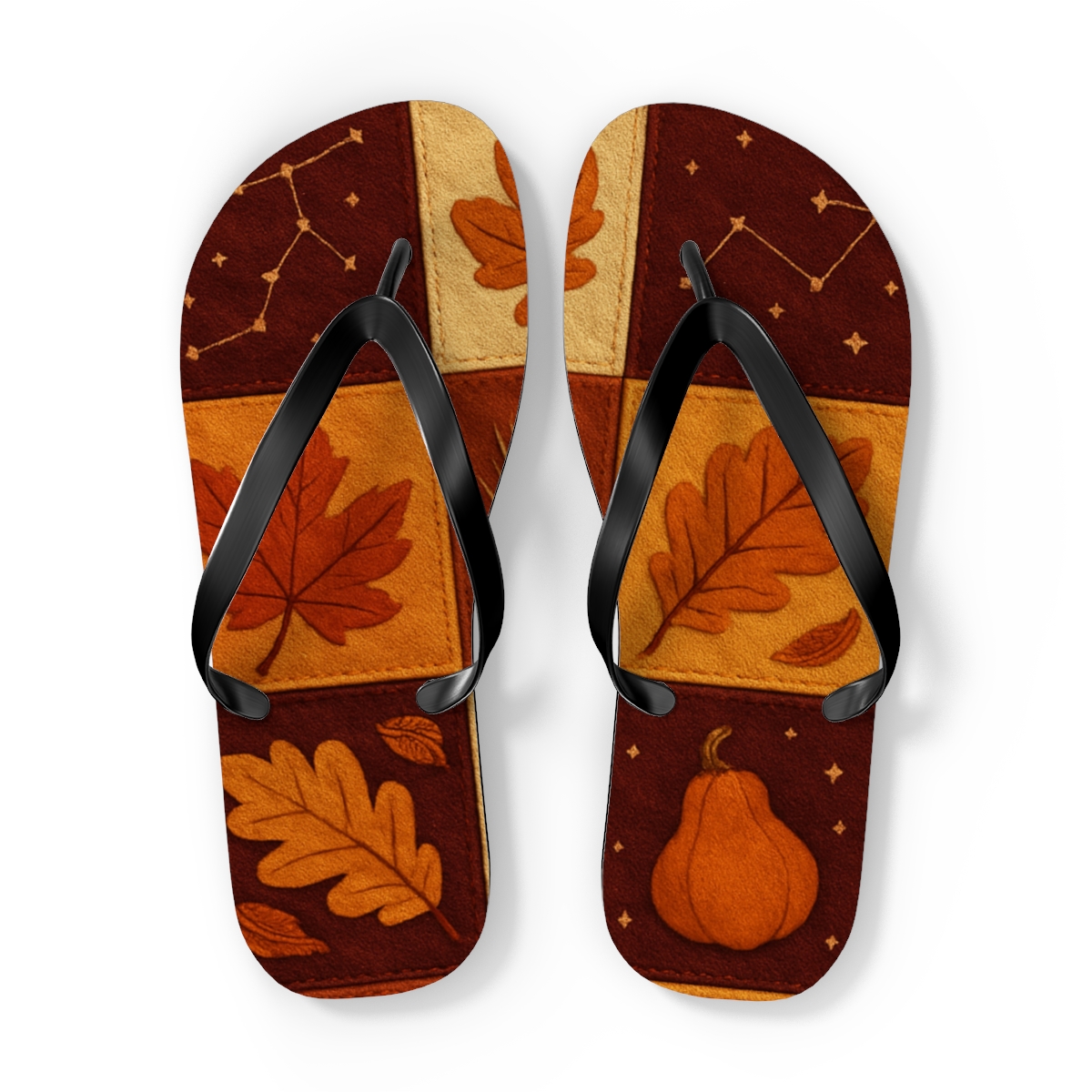 Autumn Equinox Harvest Constellation Quilt unique graphic flip flops