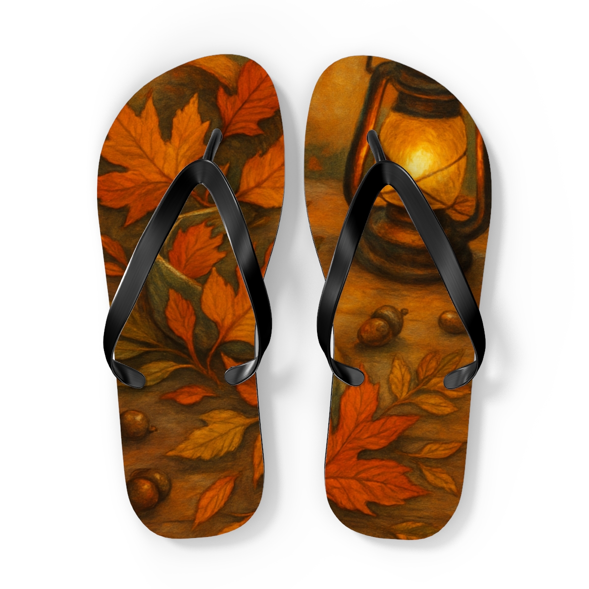 Autumn Harvest Ribbon designer logo flip flops