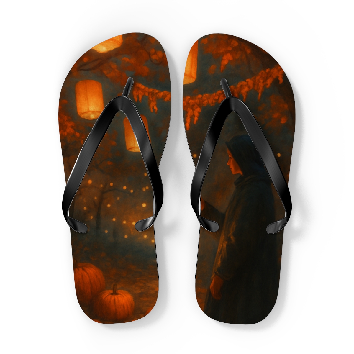 Autumn Lantern Cascade comfortable casual flip flops