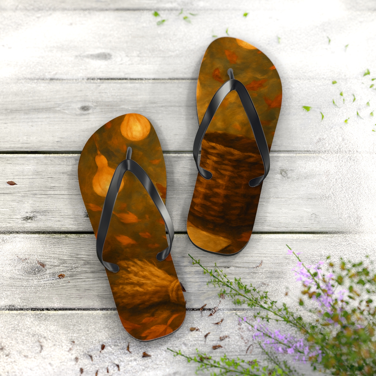 Autumn Lantern Harvest Drift stylish summer flip flops