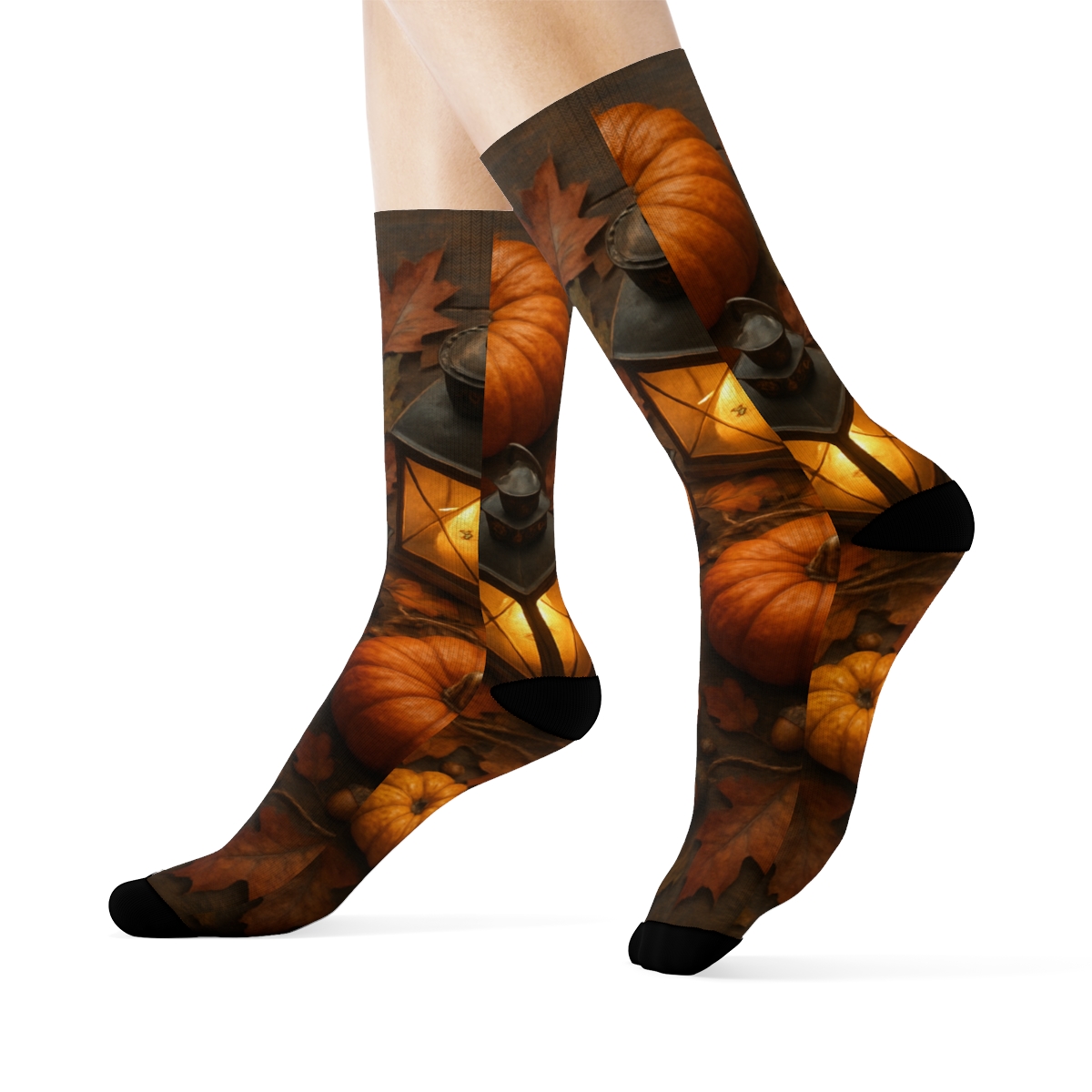 Autumn Lantern Harvest Glow personalized cozy socks