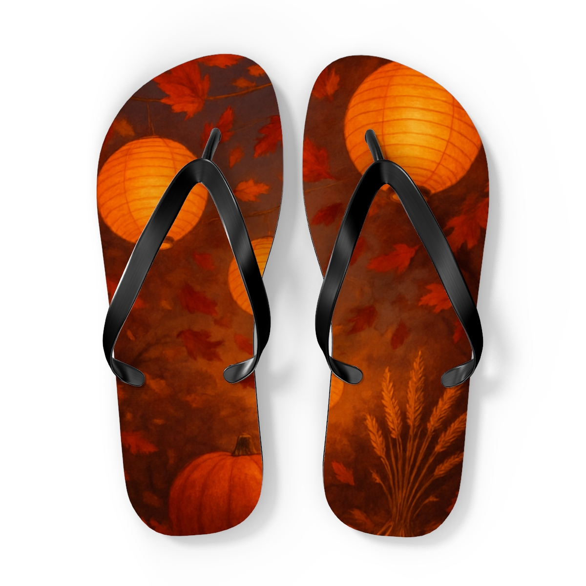 Autumn Lantern Harvest Glow designer logo flip flops