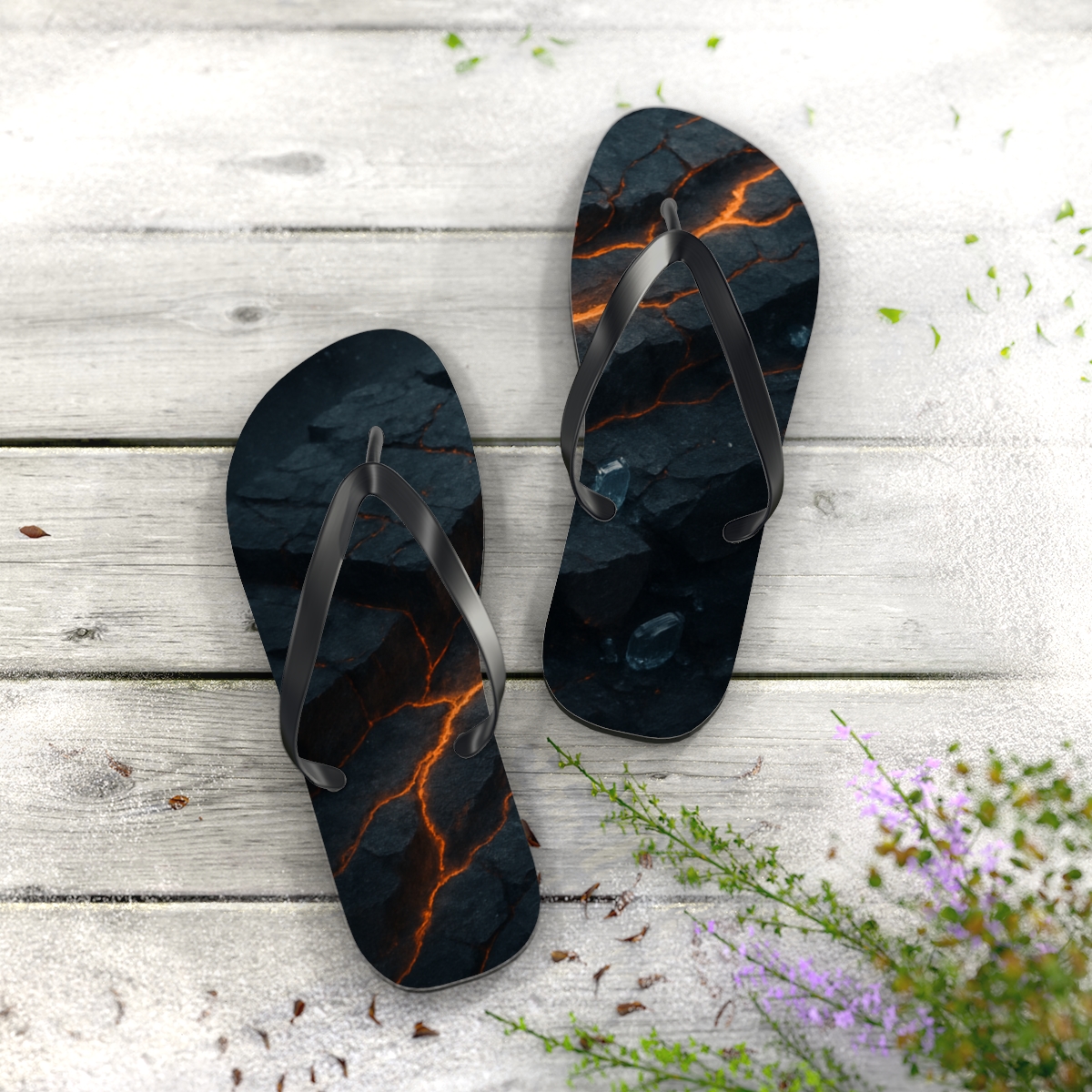 Basalt Vein Luminescence trendy printed flip flops