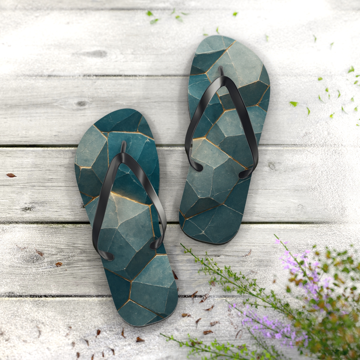 Mineral Facet Tessellation Drift custom flip flops
