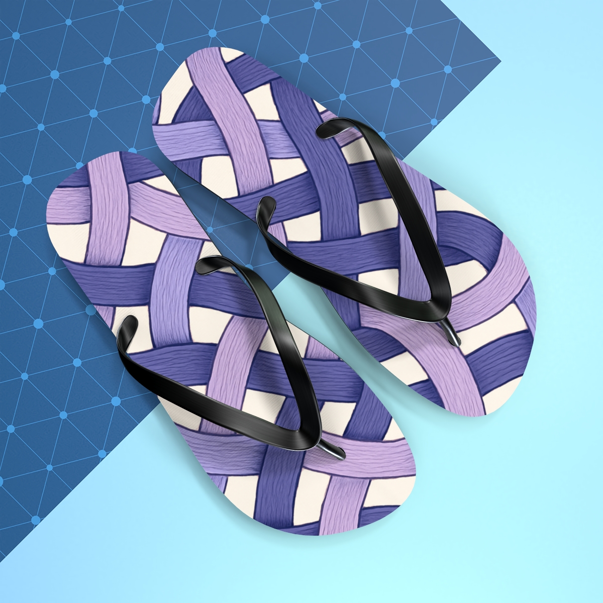 Orchid Ribbon Lattice unique graphic flip flops