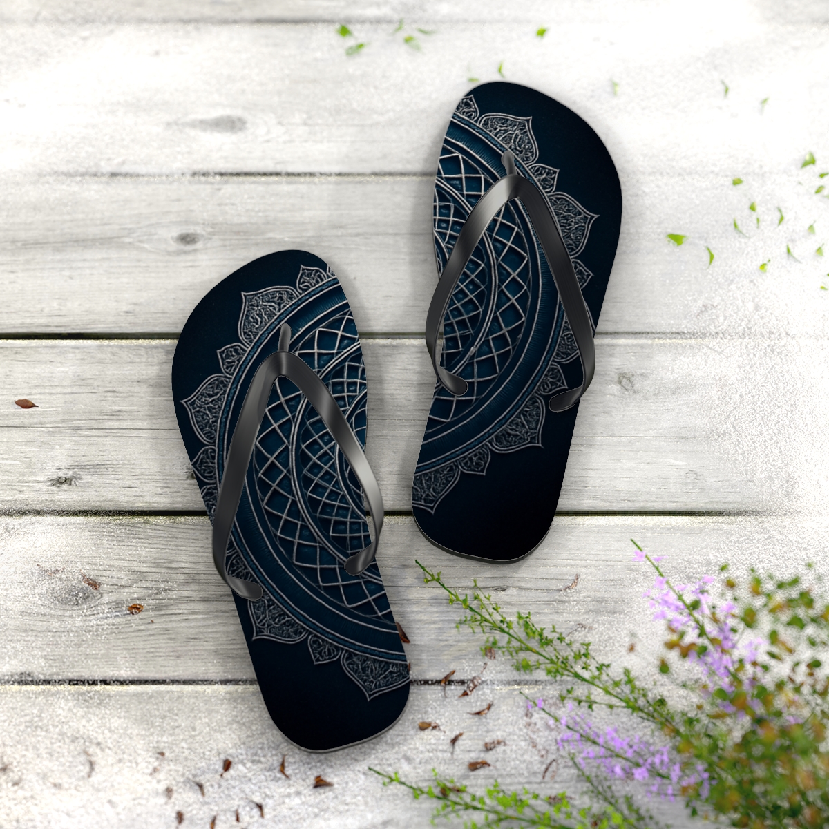 Nebula Lattice Halo unique graphic flip flops