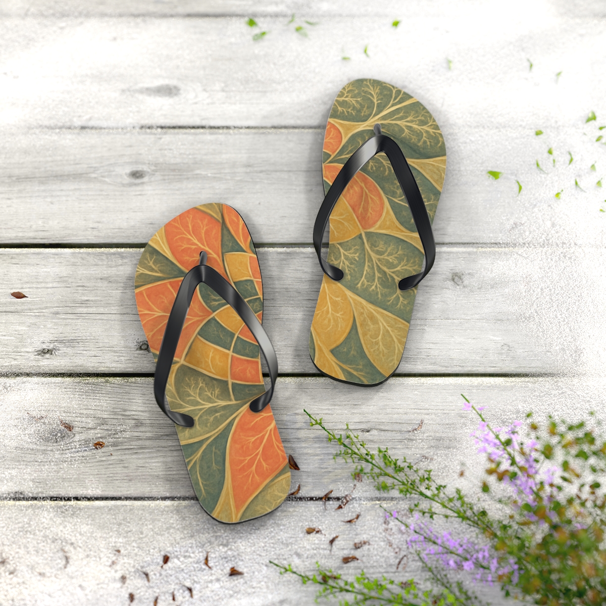 Coral Petal Whirl Flip Flops