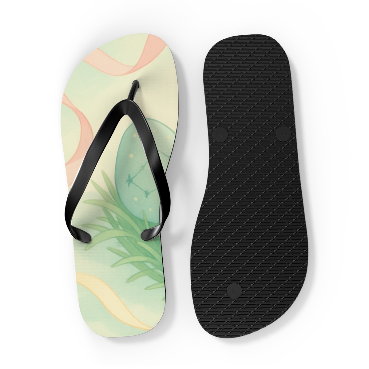 Spring Ribbon Constellation Eggs designer logo flip flops