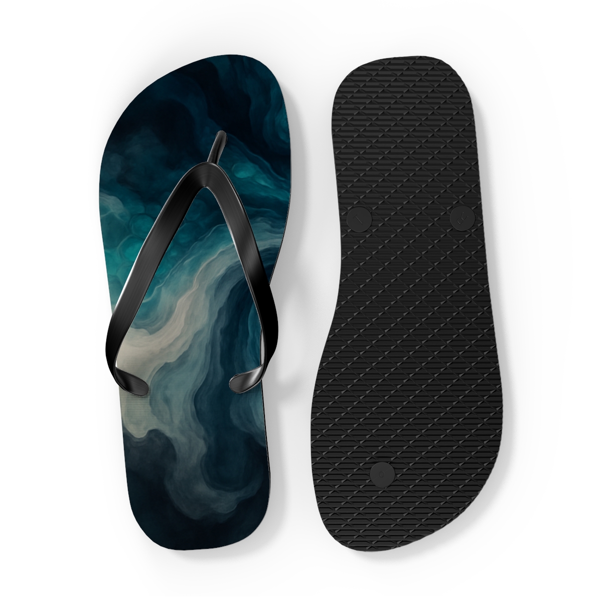 Cuttlefish Ink Pulse Mosaic personalized beach flip flops