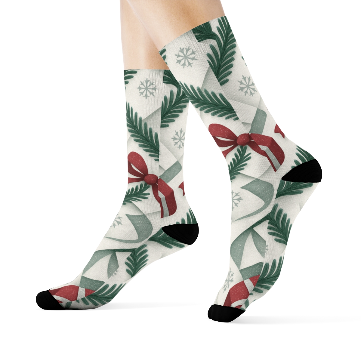 Frosted Evergreen Giftwrap Weave unique printed sockscustom socks