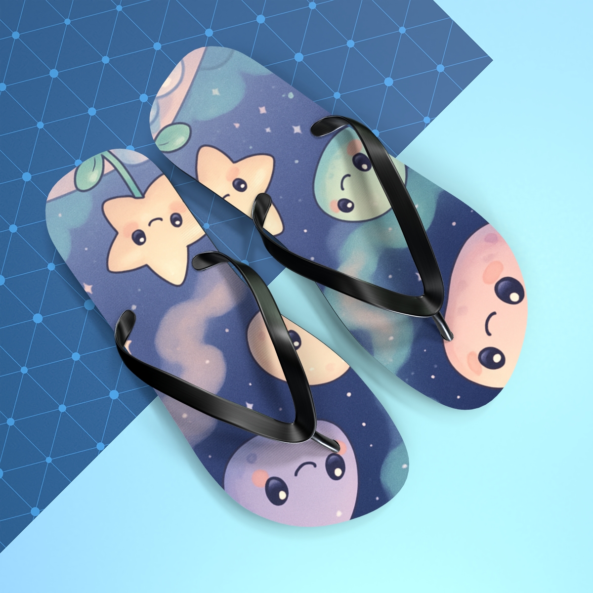 Cosmic Jellybean Asteroid Garden soft sole flip flops