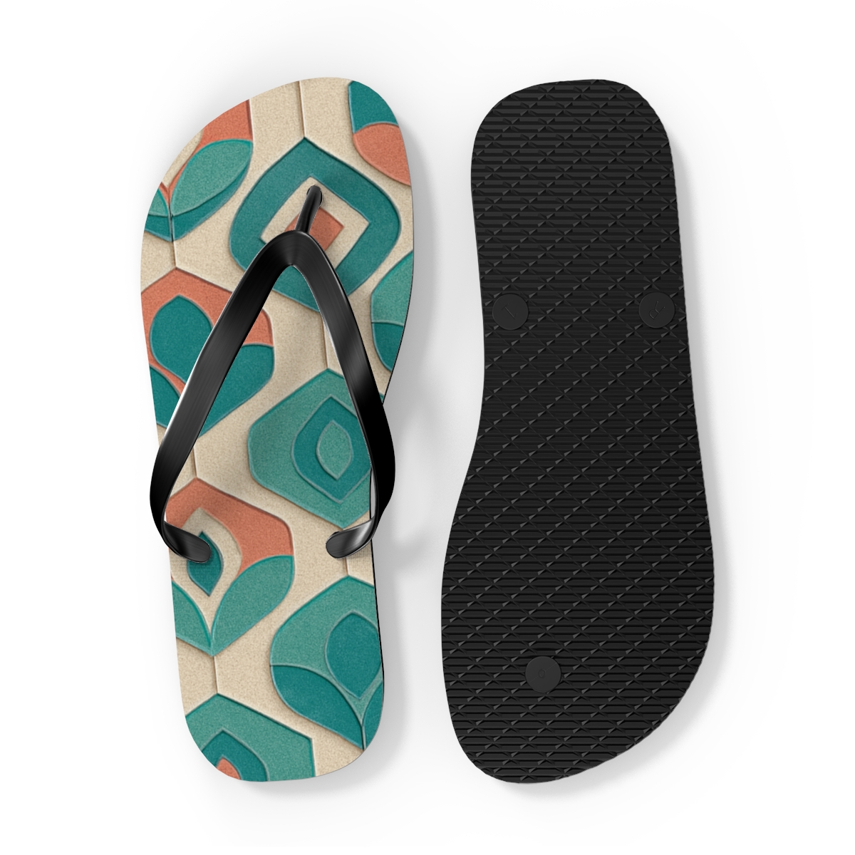 Hex Bloom Pixel Tessellation colorful rubber flip flops